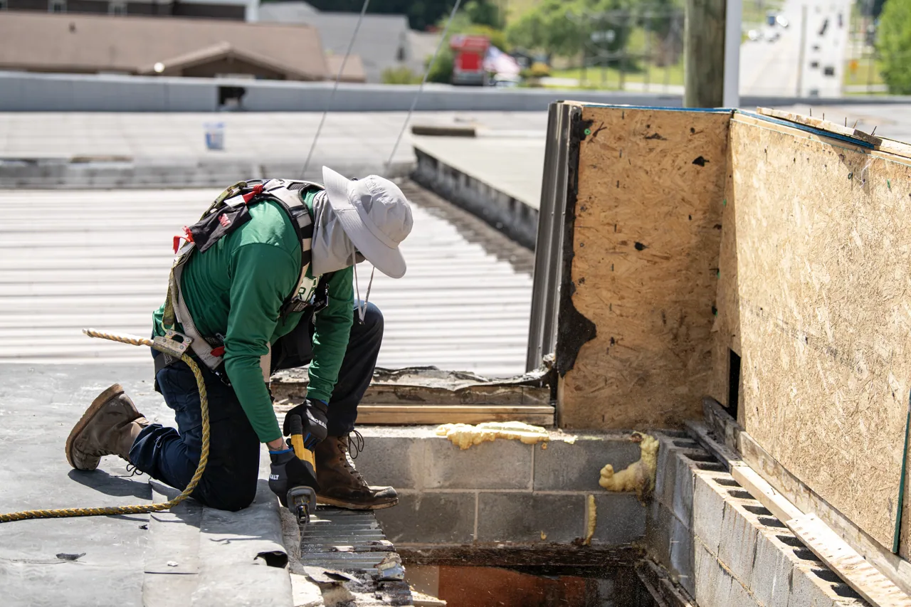 Occupied Commercial Building Reroofing in Gainesville, FL